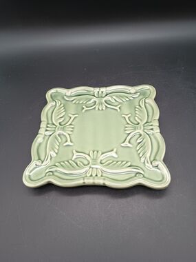 California Pantry Classic Ceramic Square Plate Green Trivet 6 inch trinket dish